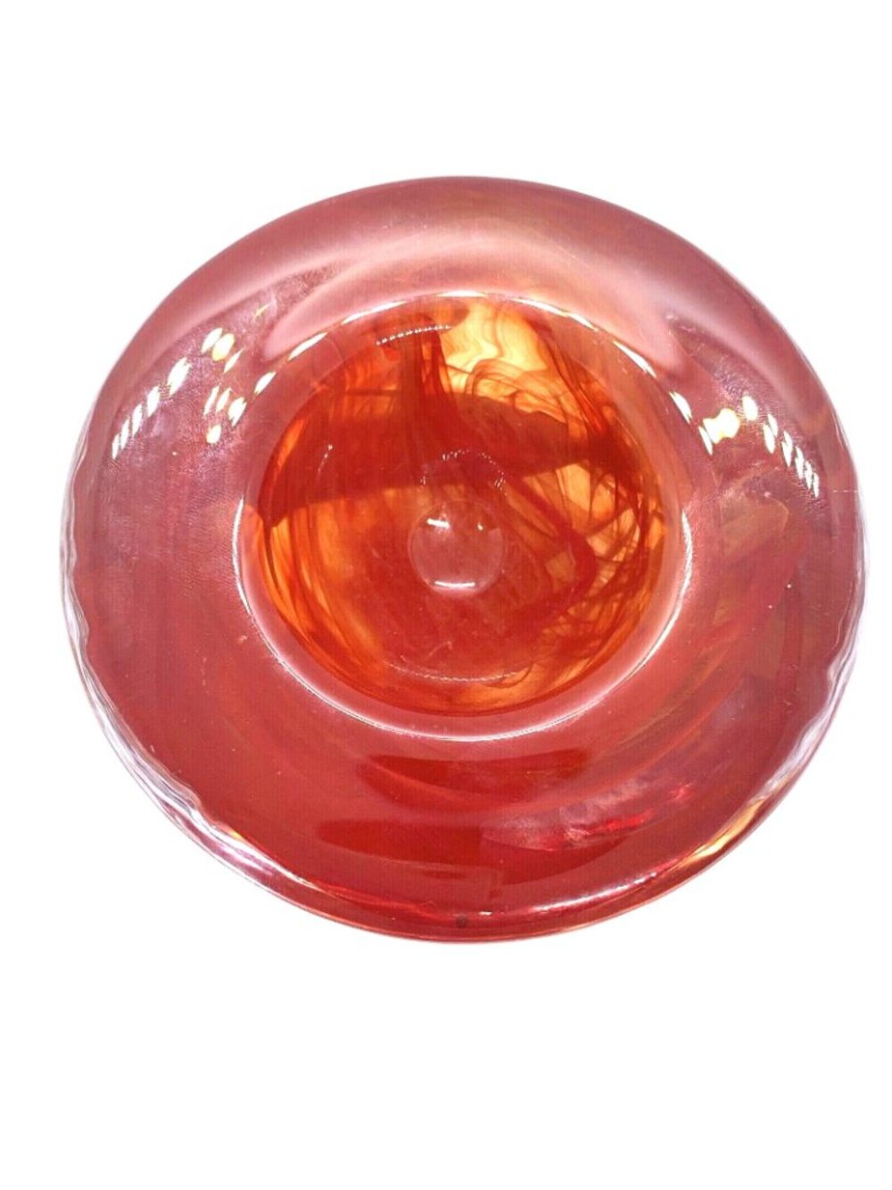 Kosta Boda Atoll Bowl Paperweight Anna Ehrner Red Swirl Art Glass Sweden - Picture 2 of 12